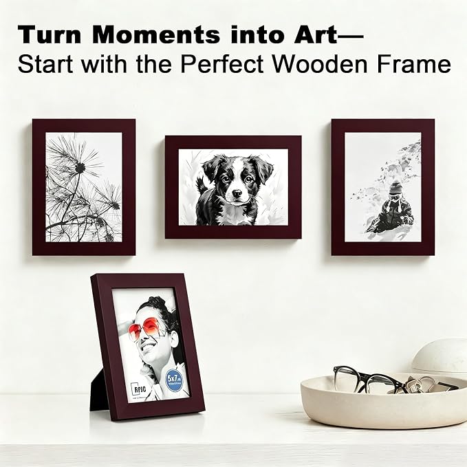 RPJC 5x7 inch Picture Frame Made of Solid Wood High Definition Glass - Image 2