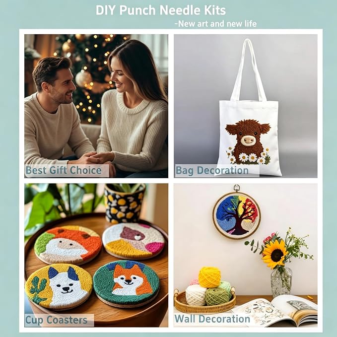 DIY Punch Needle Kits Siamese Cat in Flowers Easy - Image 5