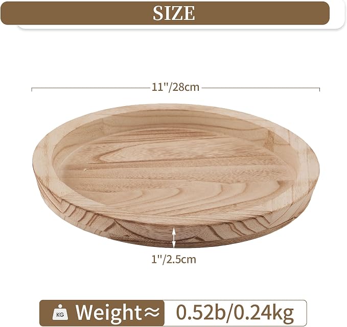 Hanobe Wooden Decortaive Coffee Table Tray, Round Candle Holder Centerpiece | - Image 5