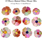 Esweny 12 Flower Stained Glass Mosaic Tiles - Image 3