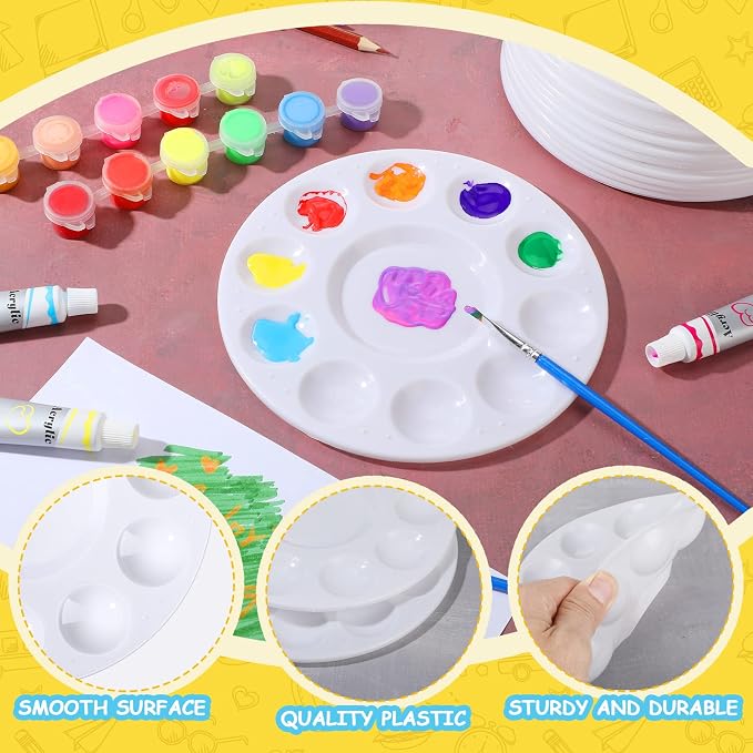 200 Pack Back to School Paint Palettes Bulk 6.7 Inch Round Washable Plastic - Image 7