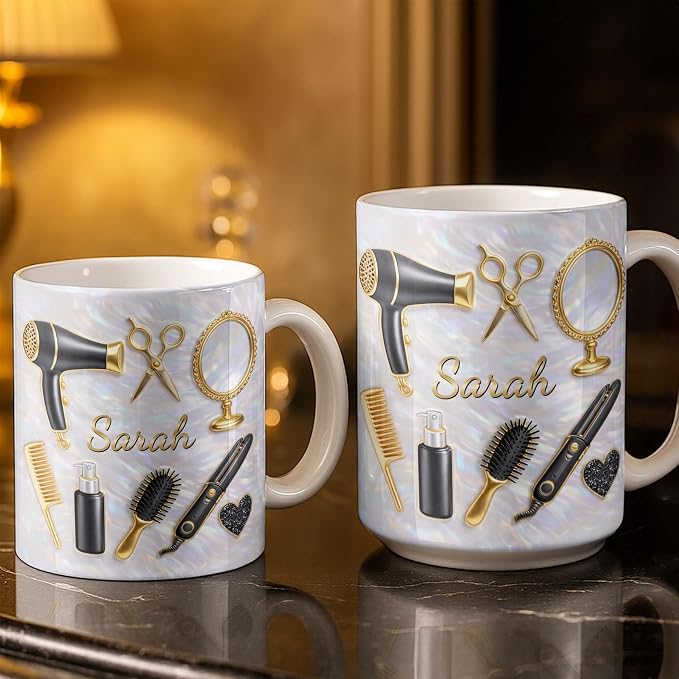 Hairapist With Hairstylist Mug Personalized Name, Hair Stylist Gift Idea - Image 3