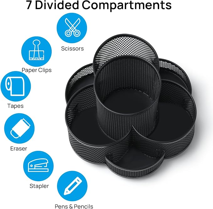 Topwey Pen Holder for Desk, 360 Rotating Pencil Holder, Cup Holder for Desk - Image 3