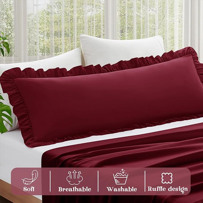 KKJIAF Ruffle Body Pillow Cases Set of 1, Ruffled Pillow Covers - Image 4