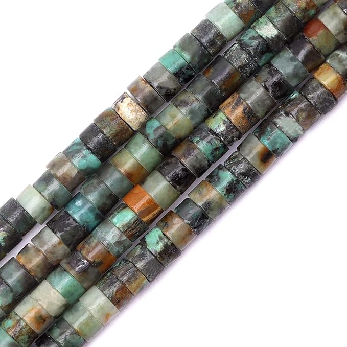 Natural Stone Heishi Beads for Necklace Making, 4mm x 6mm Small Flat Round by YUGDRUZY