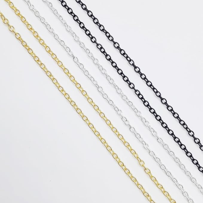 60 Feet Metal Iron Necklace Chains 3mm Bulk Curb Link Chain - Image 4
