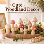 60Pcs Wooden Mushrooms, 6 Sizes of Natural Unfinished Wooden Mushroom, Wood - Image 6