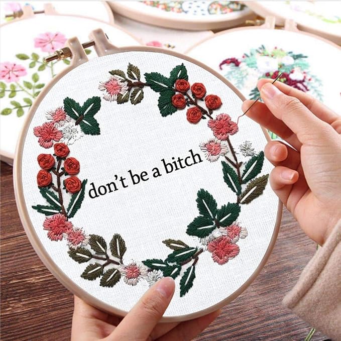 Louise Maelys Cross Stitch Kit Full Range DIY Floral Wreath - Image 4