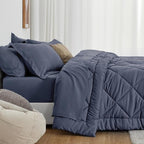 Love's cabin King Size Comforter Set Navy Blue, 7 Pieces King Bed in a Bag - Image 3