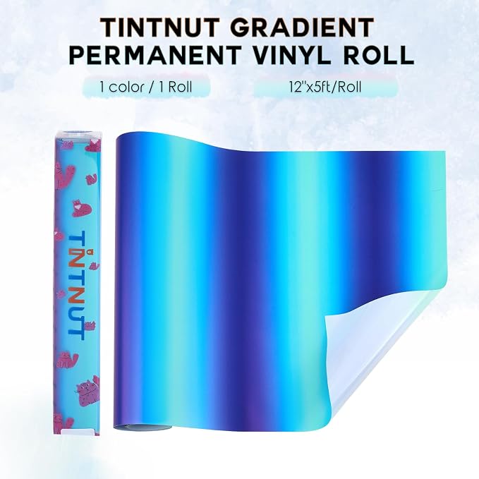 Tintnut Blue Gradient Permanent Vinyl Roll 12in x 5ft Self Adhesive Vinyl | - Image 2