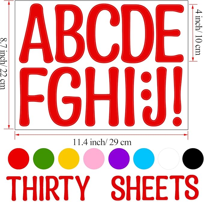 Bemeol 30 Sheets Large Letter Stickers 4 Inch Alphabet Letter Stickers Self - Image 3