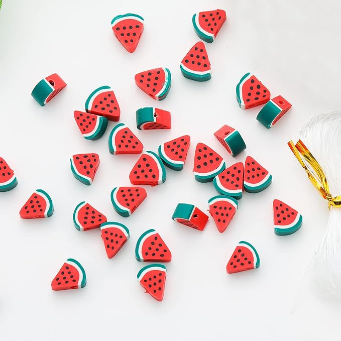 100pcs Watermelon Polymer Clay 10mm Spacer Beads - Image 6