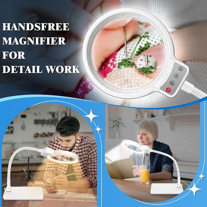30X 10X Magnifying Glass with Light and Stand, 72 LED 3 Color Modes Stepless - Image 7