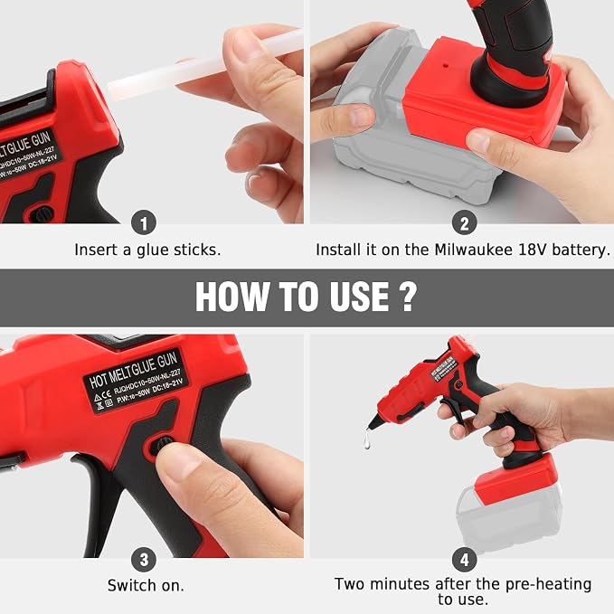 LIVOWALNY Cordless Hot Glue Gun Compatible - Image 3