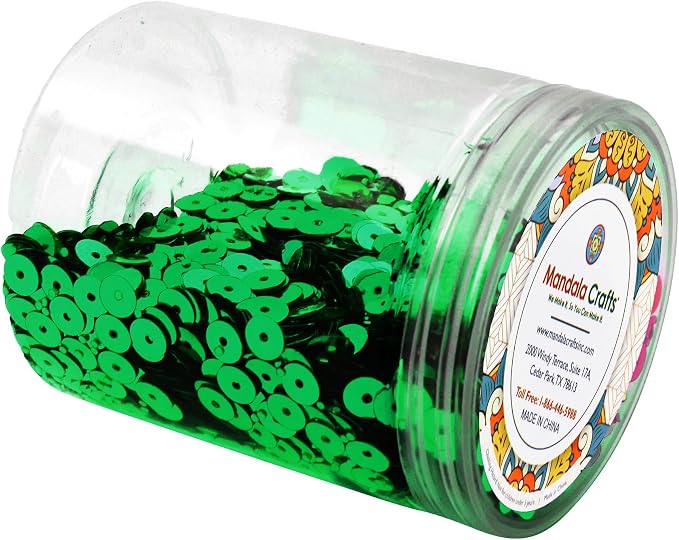 Mandala Crafts 6mm Flat Round Dark Green Sequins - Image 4