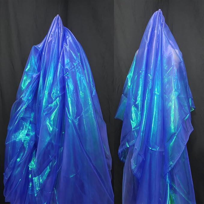 Royal Blue Iridescent Organza Fabric - Image 2