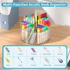 Acrylic Desk Organizer Clear Pen Holder 2 Packs, 360 Degree Pencil Holder - Image 3