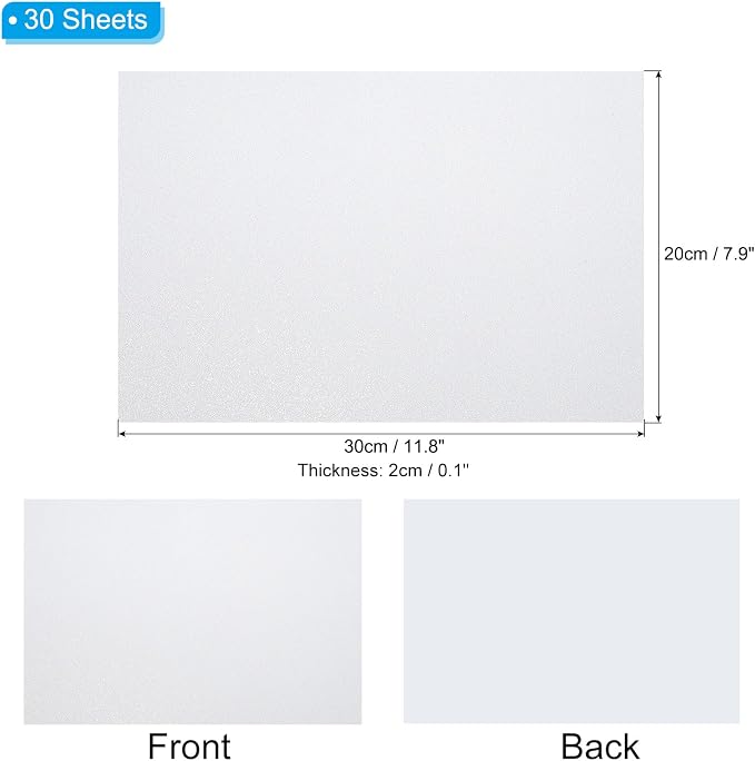 PATIKIL 30Sheets White EVA Glitter Foam Sheet 11.8 x 7.9 Inch 2mm Thick - Image 2
