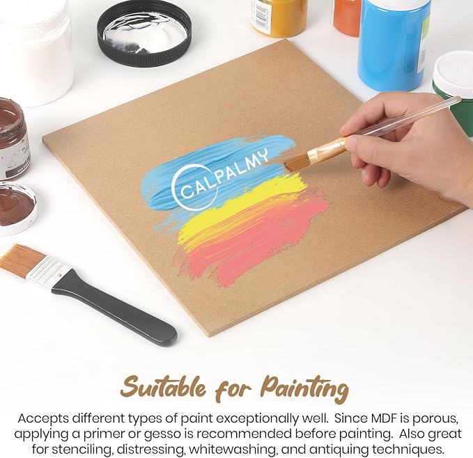 CALPALMY 12-Pack MDF Board 1/4 Inch Thick 12" x 12" Unfinished Wood Panels - Image 5