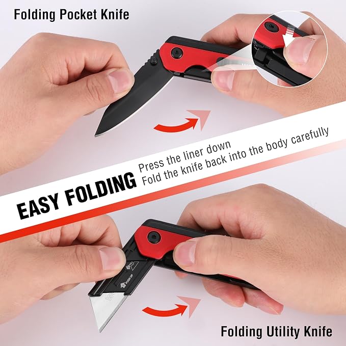 WORKPRO 2-in-1 Folding Knife/Utility Knife, Quick-Change Box Cutter - Image 7