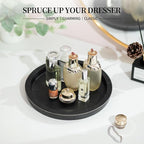 Hanobe Wooden Tray for Coffee Table: Candle Holder Plate Black Round Decorative - Image 7