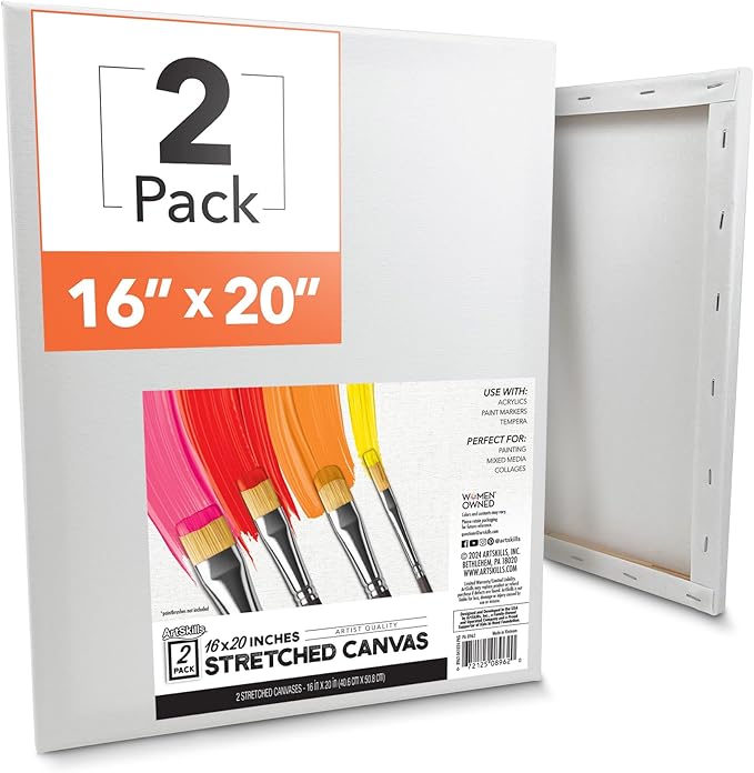 ArtSkills Stretched Canvas for Painting, 16x20 Canvas, Premium Wood Frame by ArtSkills