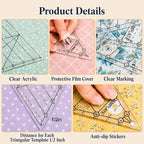 TSV 8 PCS 60° Triangle Quilting Rulers/30°-60°-90° Triangle Quilt Templates | - Image 6