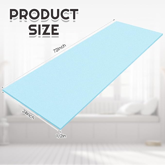 Amylove 1 Pack Polyurethane Foam 1/2" x 24" x 72" High Density Cushion - Image 2