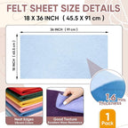 Soft Felt Fabric Sheet 18" x 36", 1.6mm Acrylic Craft Felt, Light Blue | Soft - Image 3