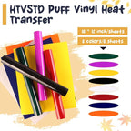 HTVSTD Puff HTV Heat Transfer Vinyl 8 Sheets 12×10in Iron on Vinyl | Puffy - Image 2