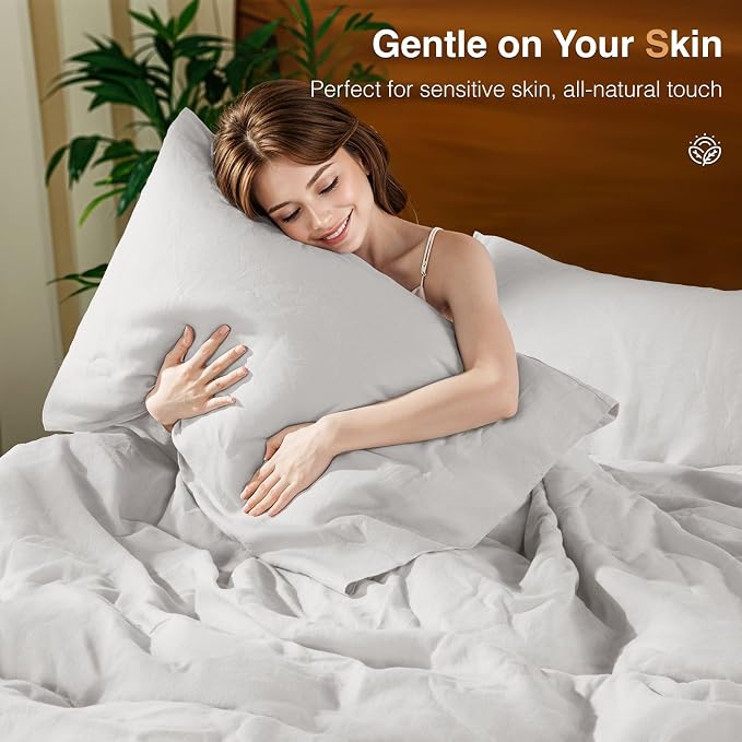 SONORO KATE 100% French Linen Duvet Cover Full Size, Soft Breathable - Image 6