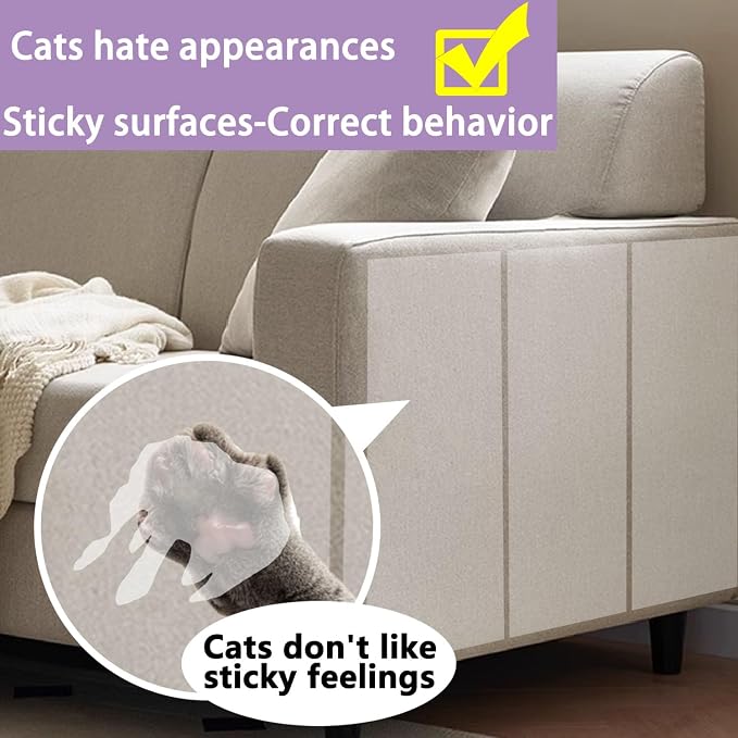 Chuangseed Anti Cat Scratch Tape, Transparent, Double Sided, Furniture Protector - Image 2