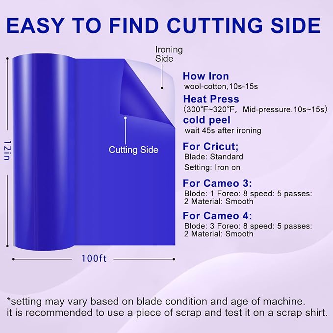 XSEINO Heat Transfer Vinyl Roll, RoyalBlue Iron on Vinyl Roll - Image 2