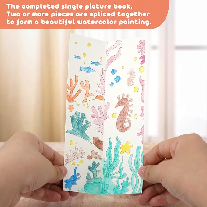 Cavnewt Pocket Watercolor Painting Book, Travel Paint Watercolor Coloring Book - Image 6