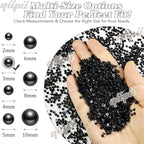 qiipii 7200PCS 3mm Small Pure Black Round Half Round Pearls - Image 3