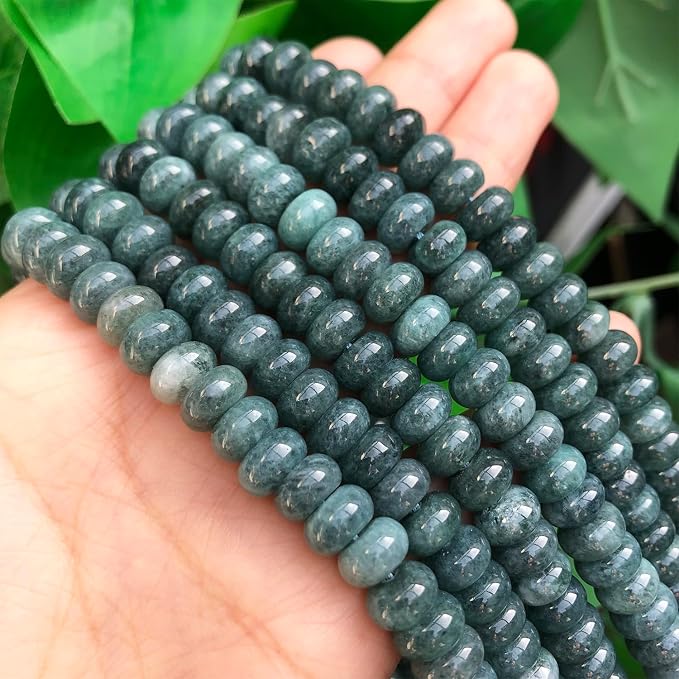 Songxi 5x8mm Natural Blue Colored Jade Stone Rondelle Beads, Gemstone - Image 6