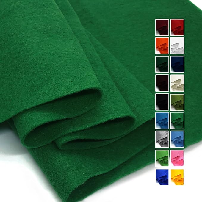 Emerald Green Felt Fabric 36" X 36", 1.6mm Thick Soft and Durable Flexible by FANOMMI