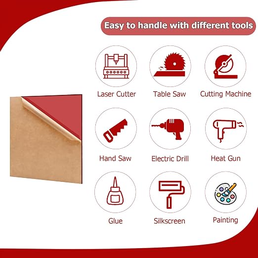 2 Pack 12'' x 12'' Translucent Red Acrylic Sheet, 3mm Thick Acrylic Plastic - Image 4