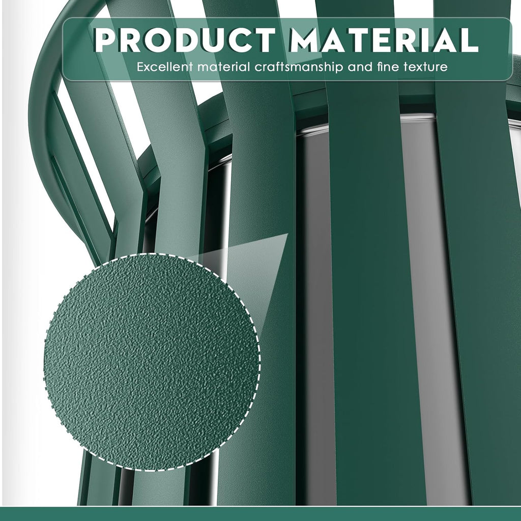 8Gallon Round Large Outdoor Trash Can, Heavy Duty Metal Slatted Garbage Can Outdoor, All Weather Resistant Commercial Garbage Cans, Waste Receptacle in Park, School, Beach, Patio (Green, Medium)