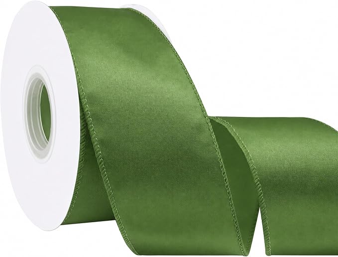 Spring Moss 2.5 Inch Continuous 25 Yards Satin Wired Ribbon by Simplegoal