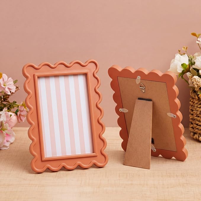 AceOrbit 4x6 Inches Orange Flower Wavy Scalloped Picture Frame Cute Wavy Edge - Image 4