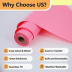 RENLITONG Pink Iron on Vinyl 12Inch by 13ft Roll Heat Transfer Vinyl - Image 3
