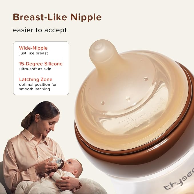 Thyseed PPSU Natural Anti-Colic Baby Bottles | Newborn Breast Like Nursing Bottle for Breastfed Babies with Nipple(0-1 Months),5oz,1pack