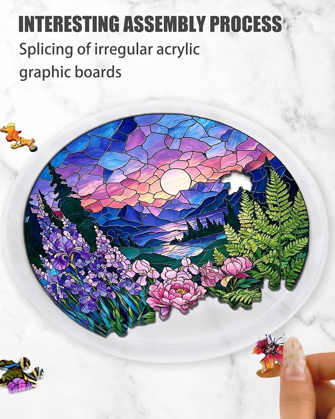 83 Pieces Acrylic Puzzle Suncatcher, Stained Glass Style Art DIY Puzzle - Image 2