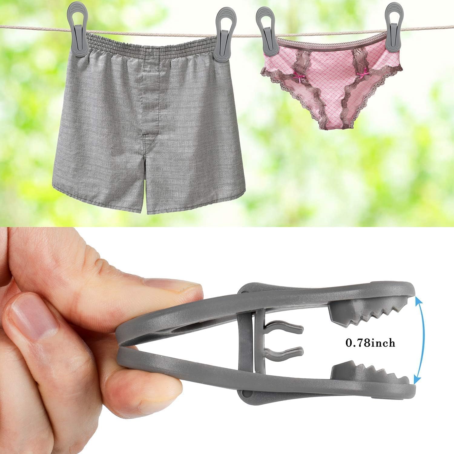 Tinfol 50pc Grey Plastic Hanger Clips, Strong Pinch Grip Finger Clips for Plastic Clothes Hangers, Multi-Purpose Hanger Clips