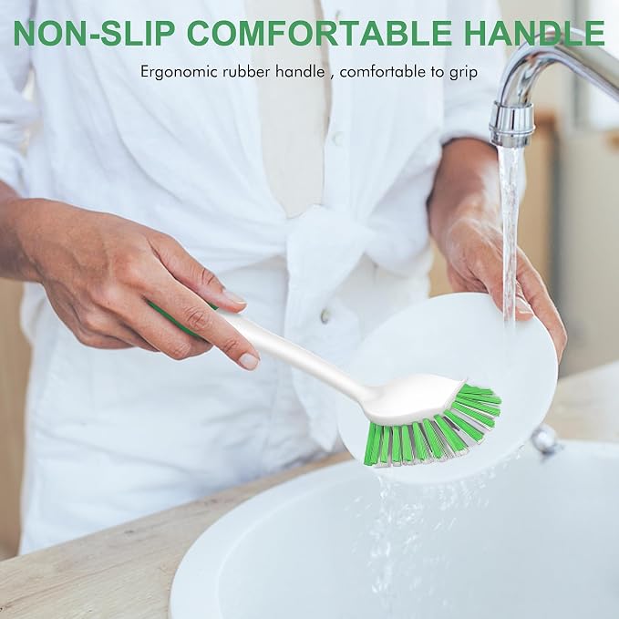 SetSail Dish Brush with Handle, 2 Pack Stiff Bristles Dish Scrubber with - Image 7