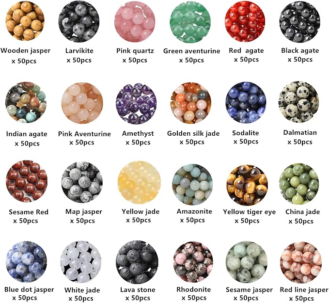 1200pcs 6mm Natural Gemstone Beads Crystal Bracelet Jewelry Making Kit | - Image 2