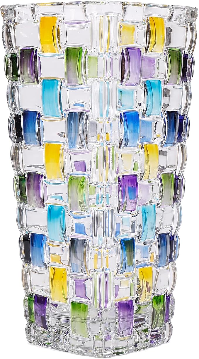 Magcolor Hand Painted Blue Woven Glass Vase -Crystal Flower Vase- 7.7 inch by MAGCOLOR
