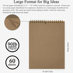 Fuxi Toned Tan Sketchbook 11x14 Inch, 60 Sheets, Spiral Bound - Image 2