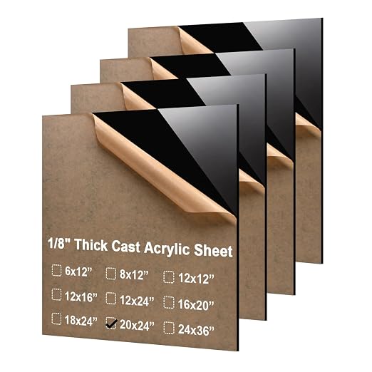 KINLINK 20x24 Plexiglass Sheets 1/8 inch Thick - 3mm Black Cast Acrylic Sheet by KINLINK